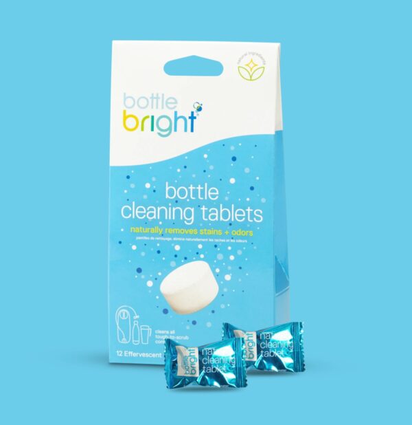 Natural Bottle Bright Cleaning Tablets for water bottles in camping, hiking and travel