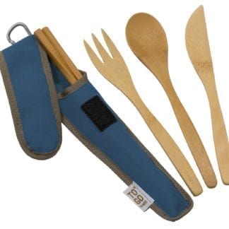 Eco-friendly bamboo utensil set for camping, travel and more