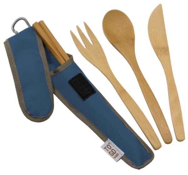 Eco-friendly bamboo utensil set for camping, travel and more