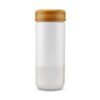 Soma brand eco friendly pearl white insulated ceramic travel mug with bamboo cap.