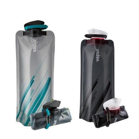 1L and 0.7L collapsible, sustainable water bottle options for camping, hiking and travel