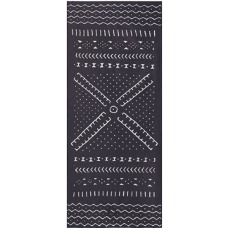 Product display of sustainable Nomadix brand, Mud Cloth pattern, recycled quick drying beach and yoga towel.