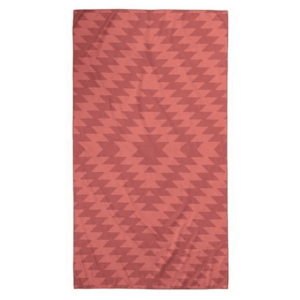 Product display of sustainable Nomadix brand, Mojave Red pattern, recycled ultralight compact travel towel.