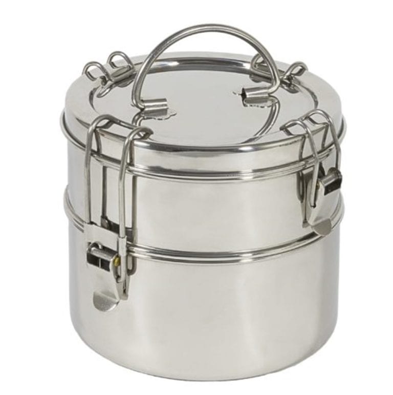Zero waste two tier stainless steel tiffin from To-Go Ware with latches