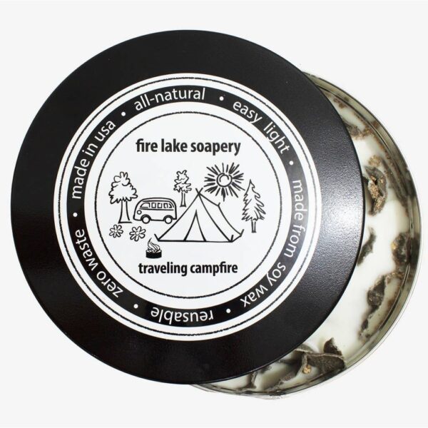 Reusable eco-friendly campfire in tin from Fire Lake Soapery.
