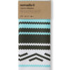 View of eco-friendly, recycled festival blanket mat in Baja Aqua in packaging