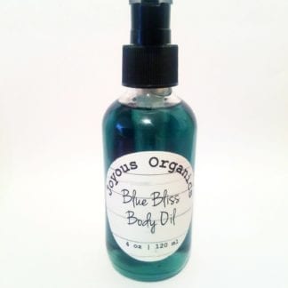 Joyous Organics 4 ounce organic blue bliss body oil; smells great and leaves skin feeling silky soft and radiant