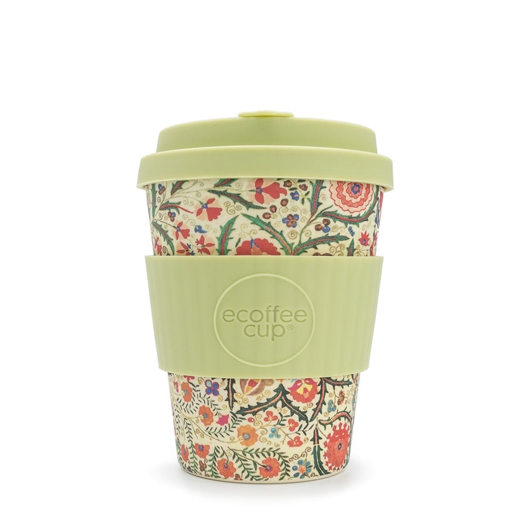 Environmentally friendly E-Coffee Cup brand bamboo fibre coffee cup Papafranco 12 ounce reusable plastic free on the go coffee cup.
