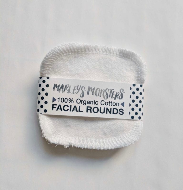 Marley's Monsters brand organic cotton facial rounds; a great alternative to disposable cotton rounds