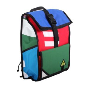 Environmentally friendly Green Guru Gear brand Joyride 24 liter storm-proof multi-color roll top backpack.