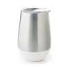 Reusable eco friendly U- Konserve brand large 12 ounce insulated stainless steel cup with lid and white accent