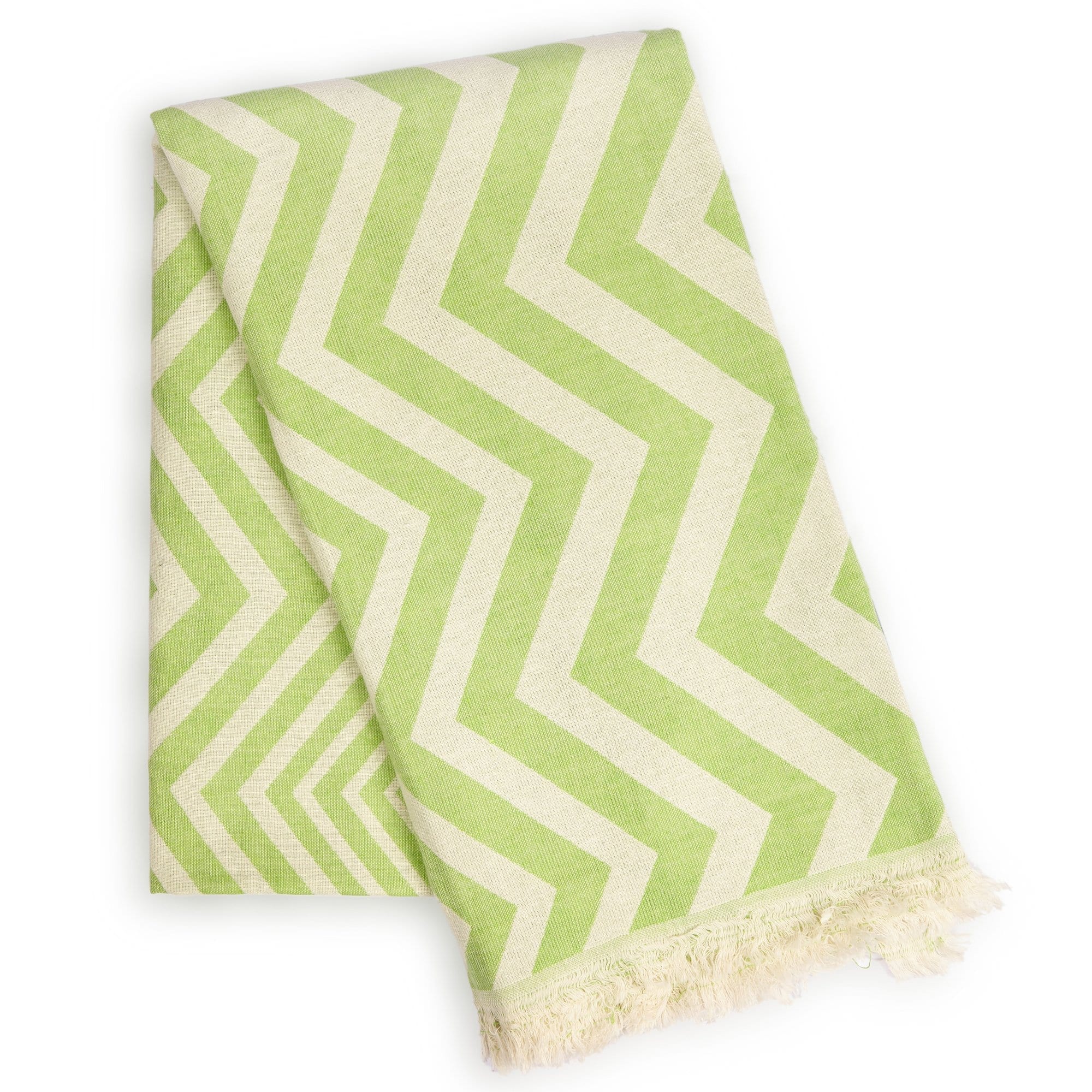 HILANA-TOWEL-MERSIN-CHEVRONGREEN-7 Hilana brand green and white chevron Mersin ultra- soft earth friendly towel.