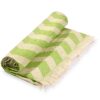Hilana brand ultra-soft Eco friendly green and white chevron Mersin Towel made with sustainable cotton.