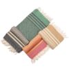 Hilana brand ultra soft eco friendly Fethiye striped towels in green blue, navy, pink, and orange colors.