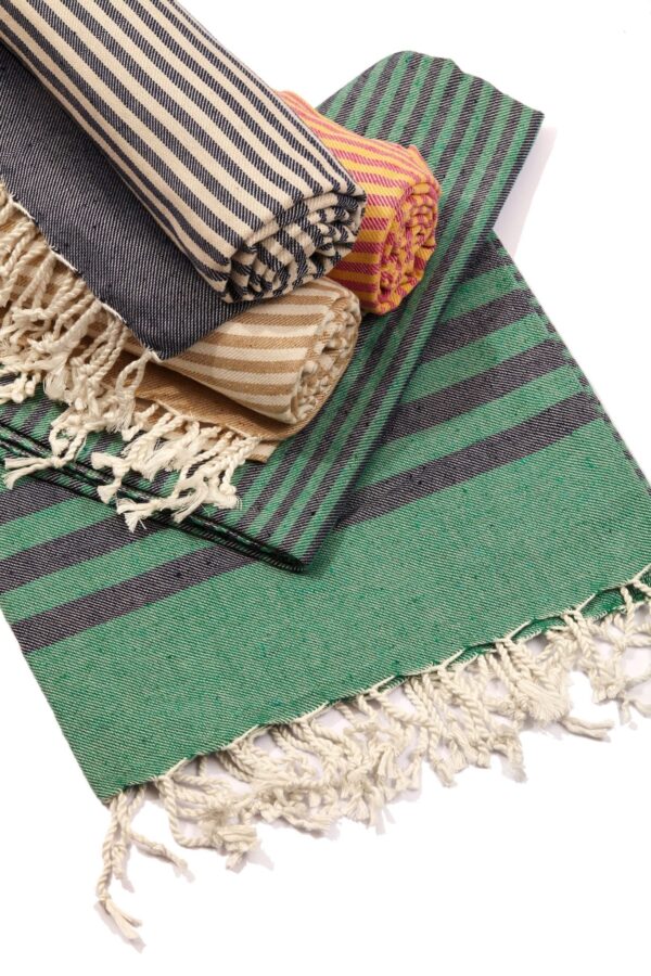 Hilana brand Fethiye towels in multiple colors are eco friendly and made in a sustainable way with regenerative cotton.