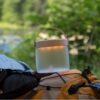 Eco friendly hiking and camping with inflatable smartphone-connected solar-powered light