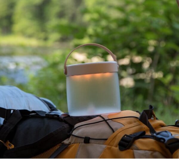 Eco friendly hiking and camping with inflatable smartphone-connected solar-powered light