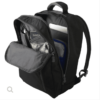 Front side angle interior product display for eco friendly, green, Lite Gear brand recycled polyester black Everyday Function Dash Pack featuring multiple easy access pockets with compartments for organization.