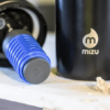 Mizu brand wide mouth stainless steel water bottle in black; comes with water purifier that filters out 99.999% of harmful contaminants