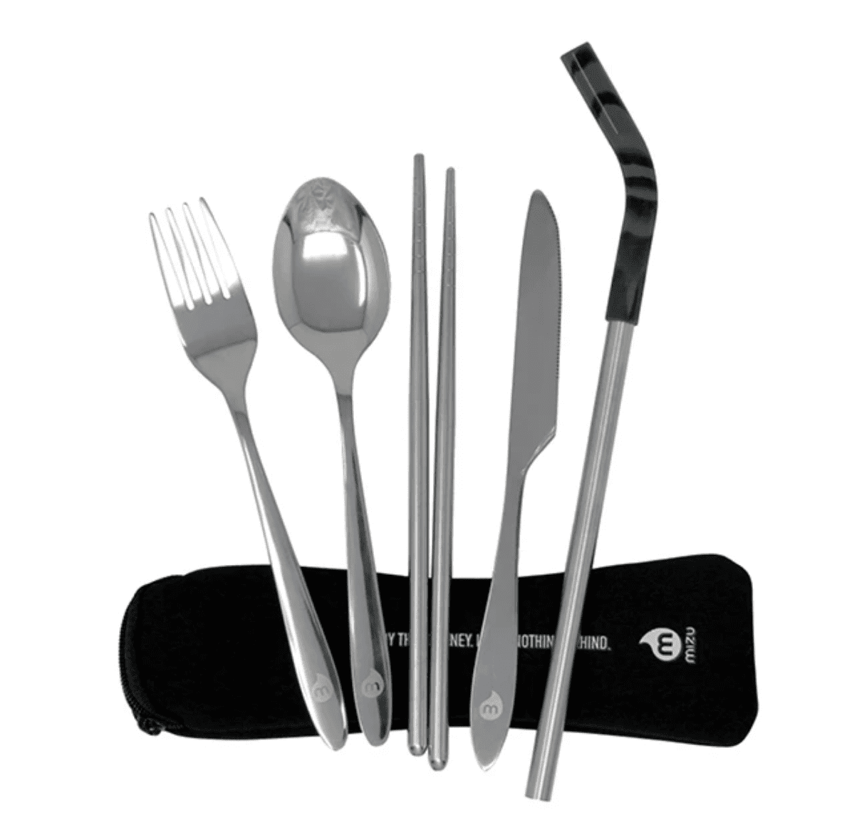 Stainless Steel Cutlery Set in Neoprene Carry Pouch Sustainable Travel & Living