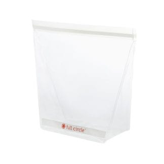 Full Circle brand Zip Tuck reusable one gallon clear storage bag; made with reusable FDA-grade EVA material