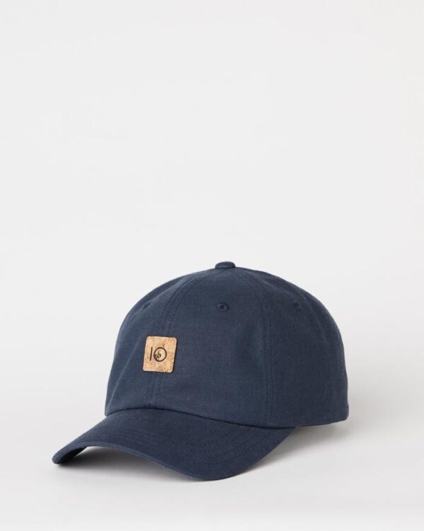 Ten Tree brand baseball cap in blue, made with organic cotton and recycled polyester