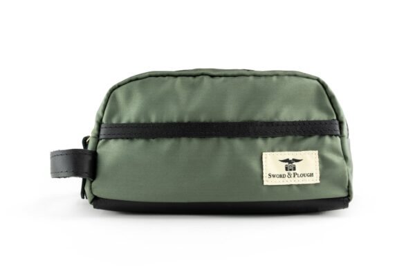 Sword & Plough dopp kit made of repurposed U.S. Air Force Fabric in green