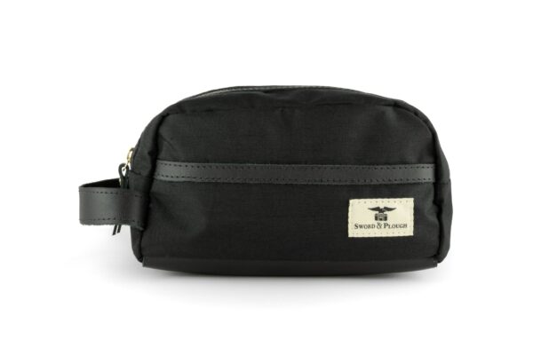 Sword & Plough dopp kit made of repurposed U.S. Marine Corps uniform material in black