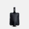 Vertical display of earth friendly all black Matador brand reusable toiletry bottle.