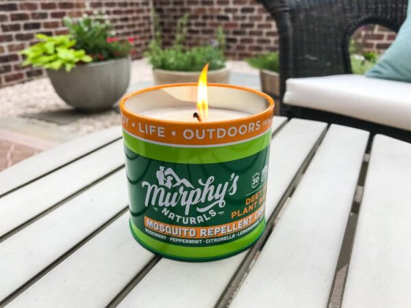 Murphy's Naturals brand all natural mosquito repellent candle made with soy and beeswax; burns for 30 hours