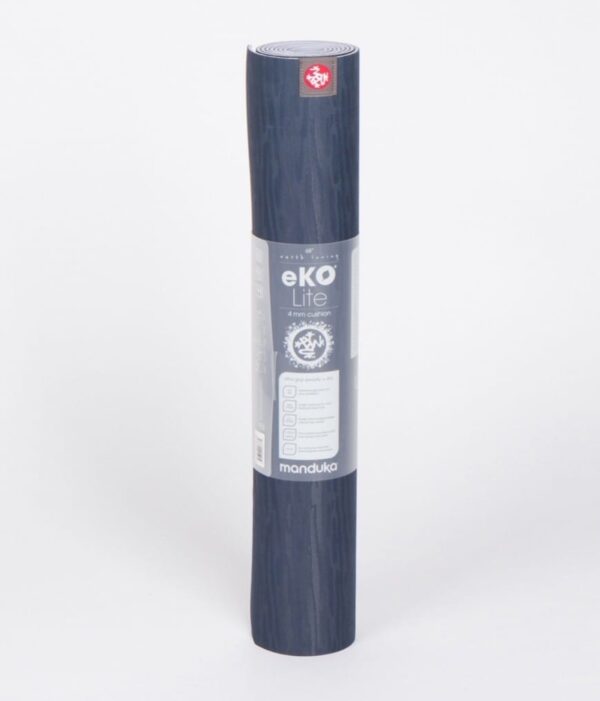 Manduka brand natural rubber 4mm yoga mat in midnight blue