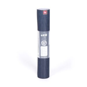 Manduka brand natural rubber 4mm yoga mat in midnight blue