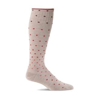 Profile product display for Sockwell brand On The Spot Moderate Women's graduated compression sock in barley pattern.  Sockwell brand products are made in the USA with locally sourced sustainable materials.