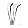 Mizu brand four pack of stainless steel straws with assorted colors of camo silicone tips; comes with a straw brush for easy cleaning