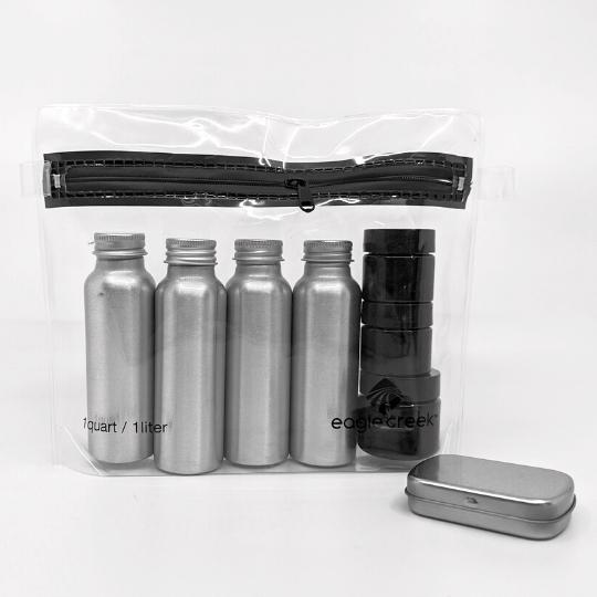 Eco-friendly TSA 3-1-1 toiletry container set for personal care products