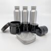Product display of eco friendly reusable containers that make up Reusable TSA-Friendly Travel Container Set.