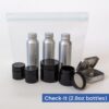 Front view of TSA friendly 3-1-1 travel toiletry container bag set one quart