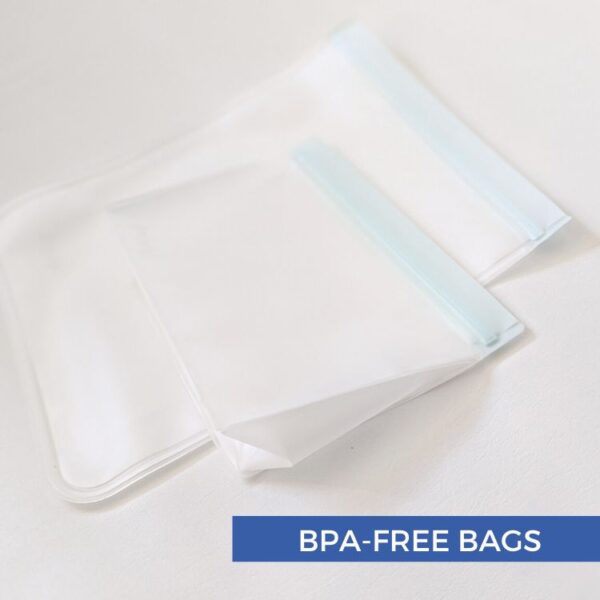 Side view of BPA-free, leakproof reusable toiletry bag sets