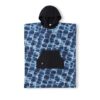 View of sustainable kids changing poncho in Agua Blue from Nomadix