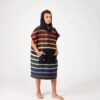 Young boy in kids changing poncho Pinstripe Multi for beach, camping and outdoor travel