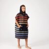 Young boy in kids changing poncho Pinstripe Multi for beach, camping and outdoor travel