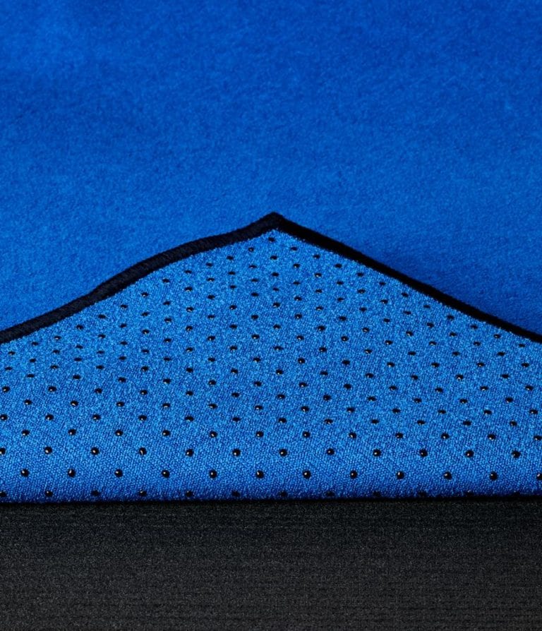 Sustainable Yogitoes non-slip cloth mat from recycled bottles in blue