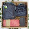 Gift box set with recycled travel towel, packing cubes and passport holder