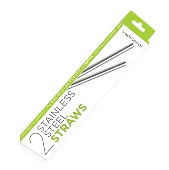 Zero waste set of 2 stainless steel straws from Ukonserve