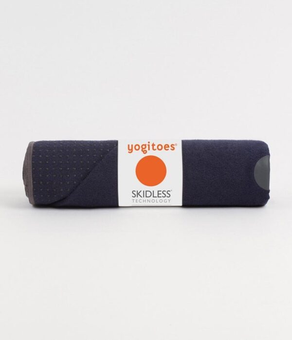 Planet friendly Midnight Blue Yogitoes non-slip yoga towel rolled