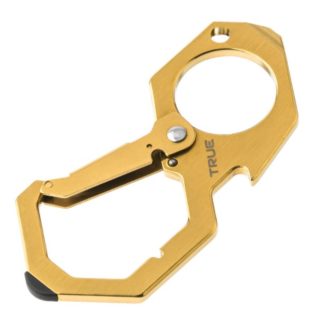 This carabiner also has a flat screwdriver, bottle opener, and stylus tip.