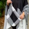 Close up of organic cotton travel wrap and carry bag