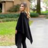 Women in sustainable, organic cotton black, one size shawl wrap