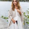 Woman outdoors in one-size organic cotton, eco-friendly travel wrap