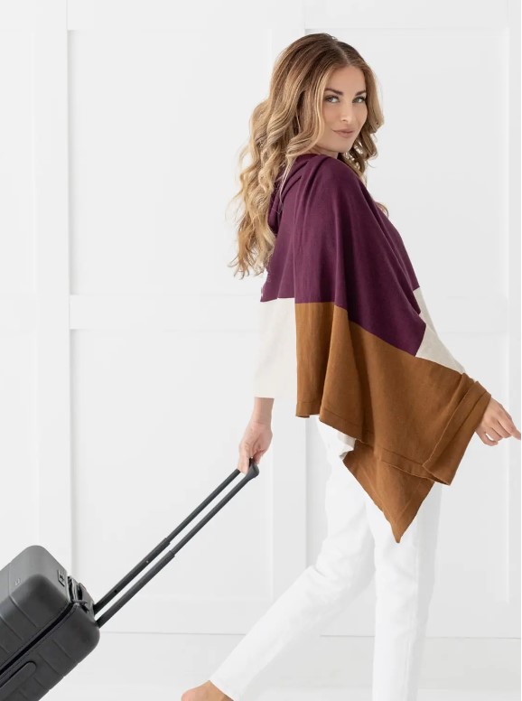 Traveler with organic cotton blanket scarf